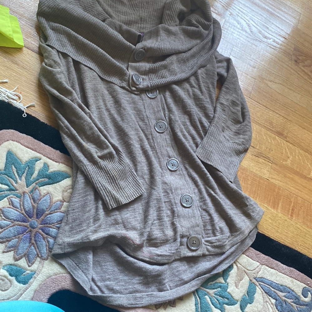 Brown Off the Shoulder Cowl Neck Sweater - Medium